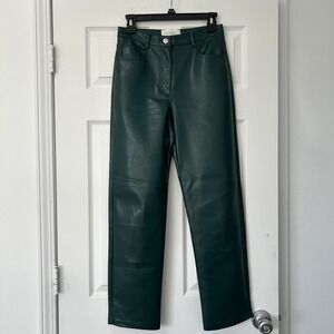 Wilfred Aritzia Faux Leather Melina High Rise‎ Straight Leg Pants Green Size 4